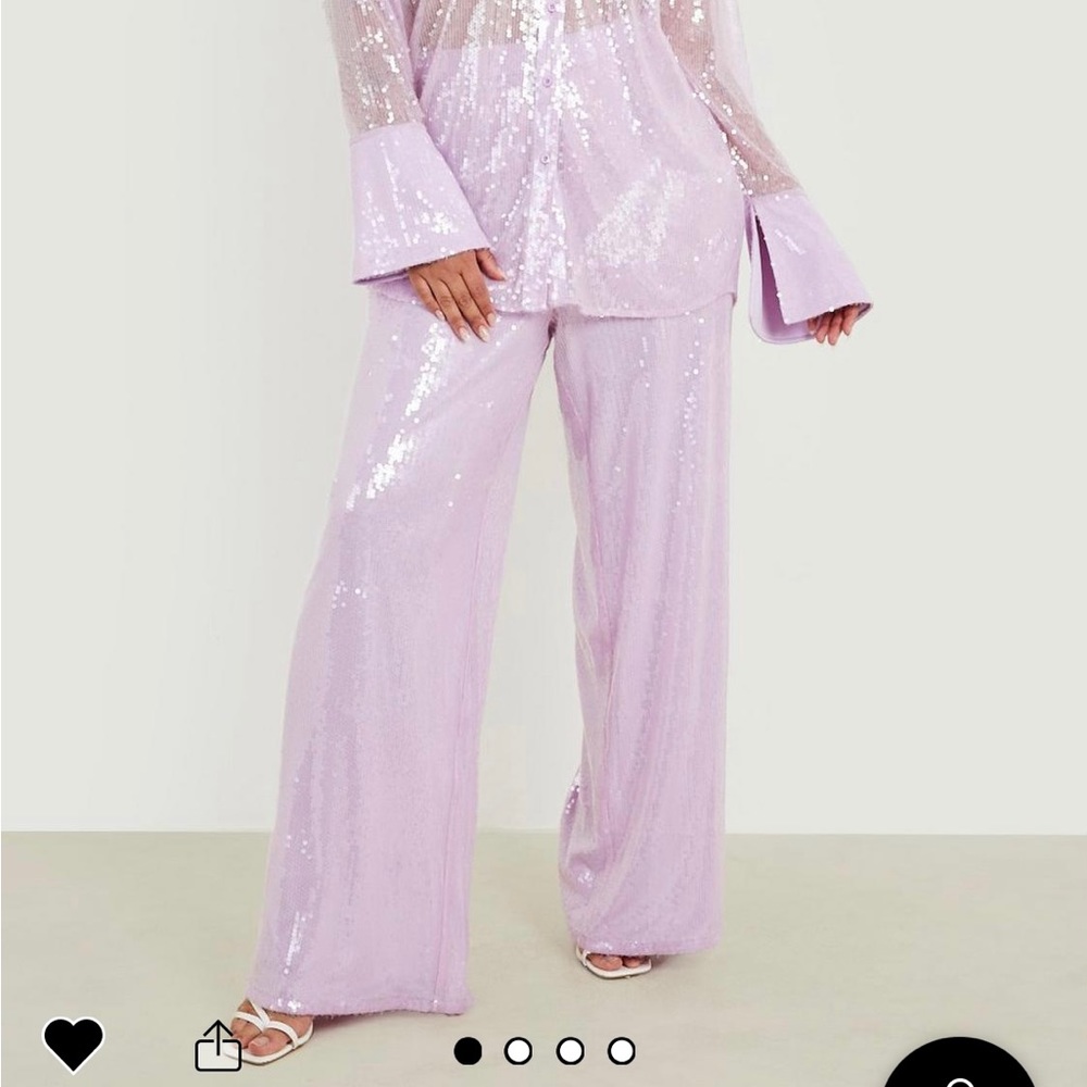 Wide leg lavender sparkle trousers